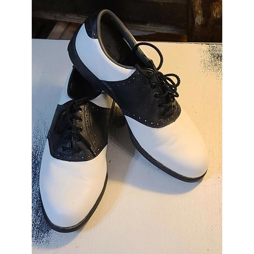 Foot‎ Joy Soft-joy 2 Contour Fit Black White Golf Shoes 8 Men’s 53892 EUC